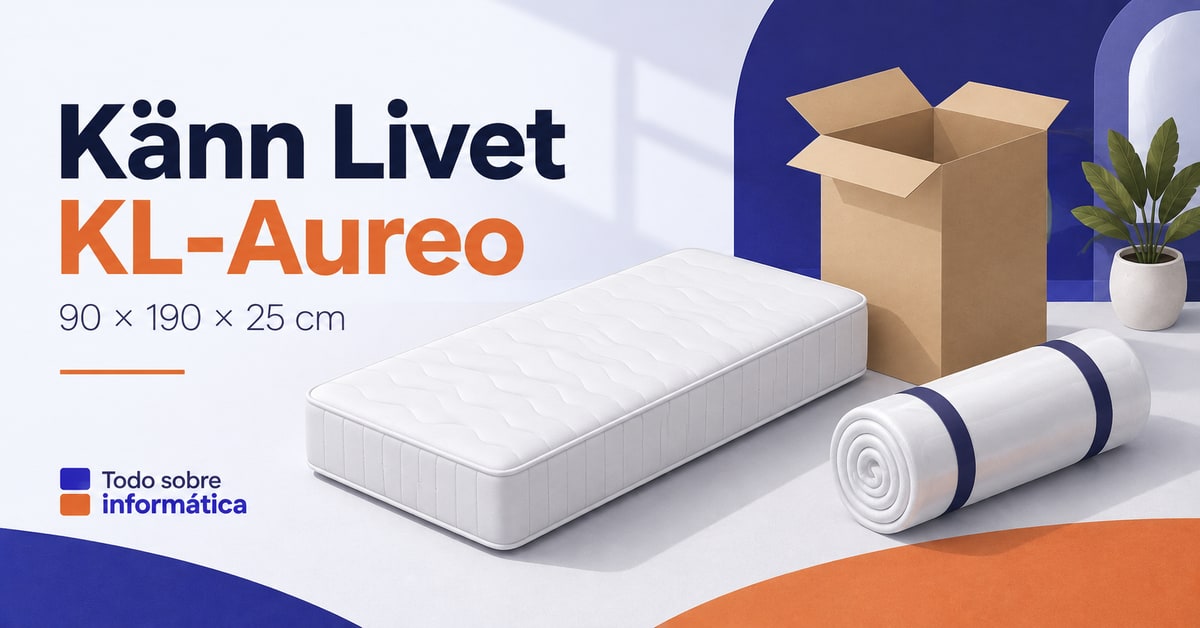 Portada ilustrativa con un colchón genérico, una caja y el nombre Känn Livet KL-Aureo en azul y naranja.